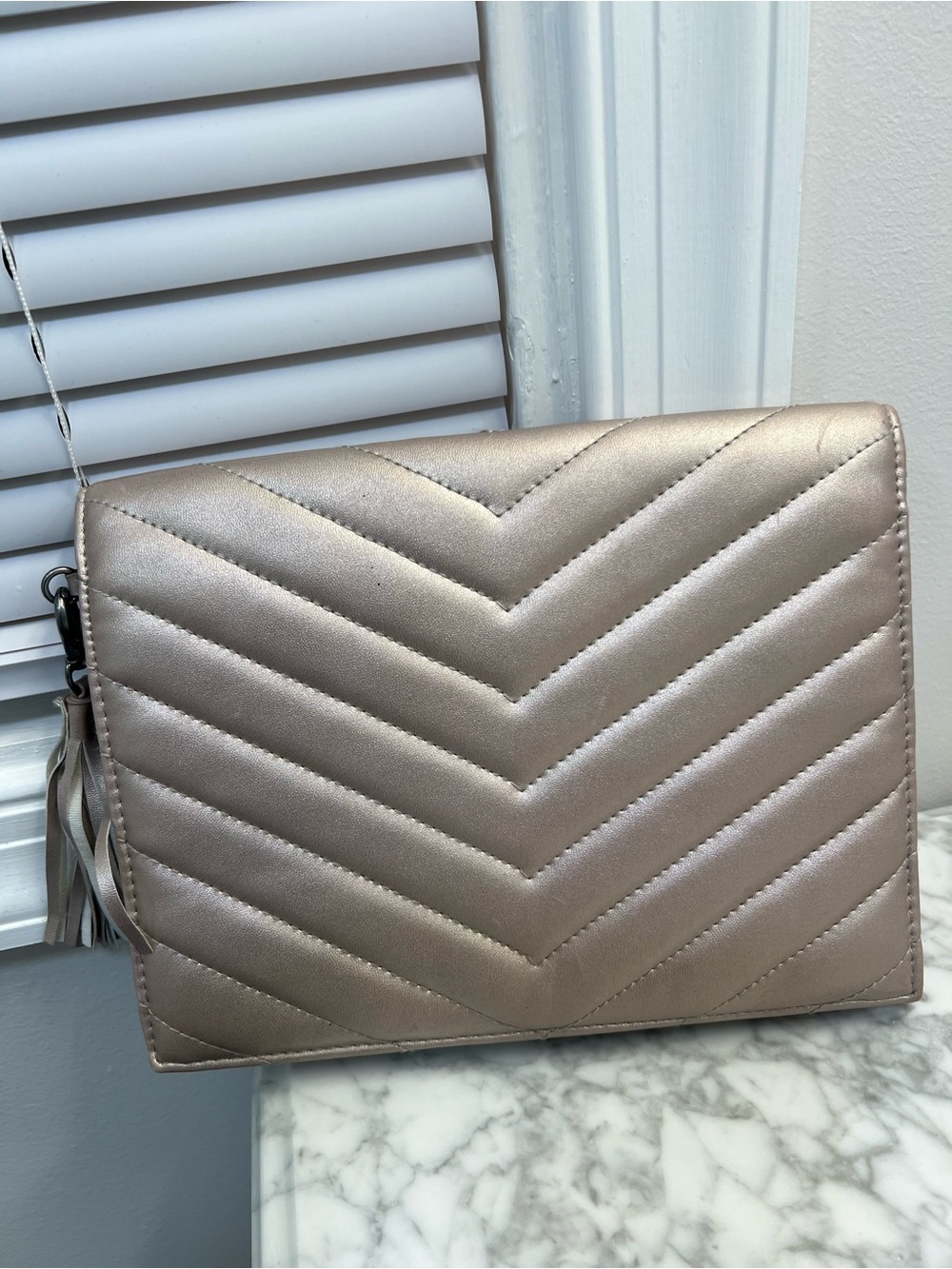 Neiman Marcus Quilted Metallic silver Clutch